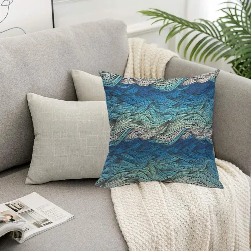 Miniatura 5 de TKS MITLAN Fundas de almohada abstractas con ondas 18 x 18 pulgadas, fundas de almohada decorativas con gradiente azul de agua de mar, ondas