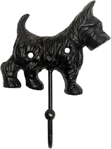 Treasure Gurus - Gancho para perro de hierro fundido Scottie para colgar en la pared, para sombrero, soporte para correa para mascotas, llavero