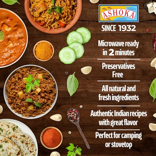 Miniatura 3 de Ashoka Meals 1932, curry vegetariano con queso y tomate, totalmente natural, certificado Kosher, comidas indias listas para comer, auténtico Paneer