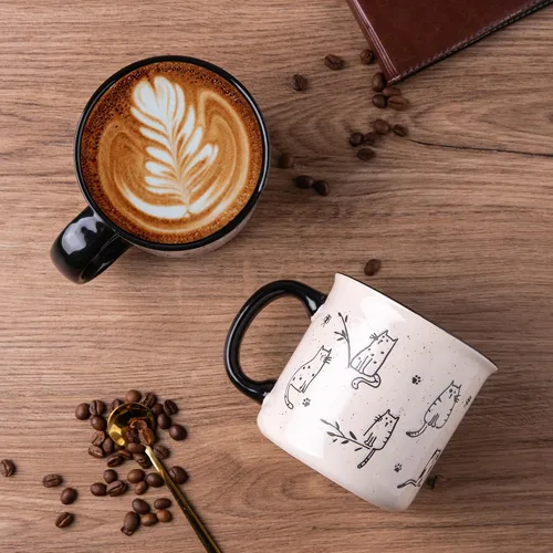 Miniatura 3 de AmorArc Juego de 2 tazas de café de cerámica grandes de 22 onzas, tazas de gran tamaño con mango grande para hombres, mujeres, papá, mamá, taza Negro