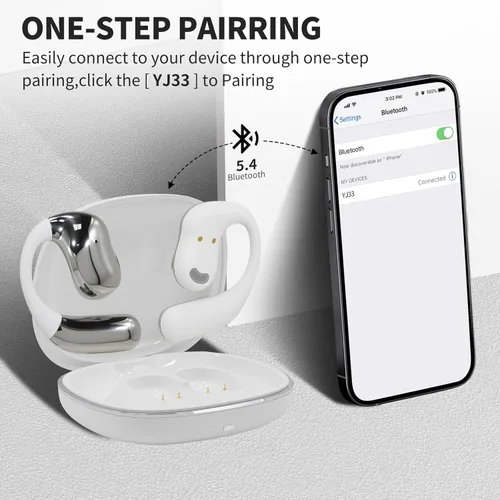 Miniatura 7 de Auriculares de oreja abierta con pantalla táctil, auriculares inalámbricos de conducción ósea Bluetooth 5.4, tiempo de reproducción de 68 horas
