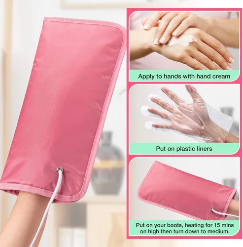 Miniatura 2 de Noverlife Guantes eléctricos con calefacción para tratamiento de cera de manos de parafina, guantes calentadores de manicura para arte de uñas