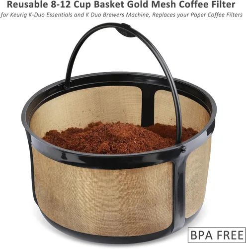 Miniatura 2 de Filtro de café reutilizable de malla dorada de 8 a 12 tazas para Keurig K-Duo Essentials y K Duo Brewers, reemplaza tus filtros de café de papel