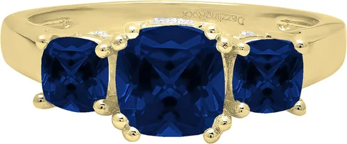 Miniatura 58 de Dazzlingrock Collection Anillo de boda de 3 piedras preciosas creadas en el centro de cojín de 0.04 quilates y diamante blanco natural redondo