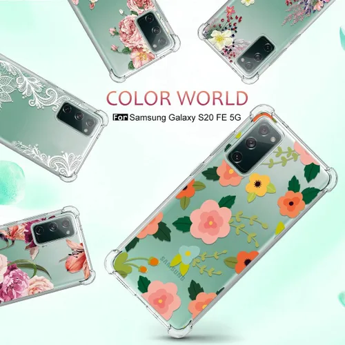 Miniatura 7 de Osophter funda flexible para Samsung Galaxy S20 FE 5G, diseño floral, para niñas y mujeres, absorción de golpes, de goma de poliuretano termoplástico