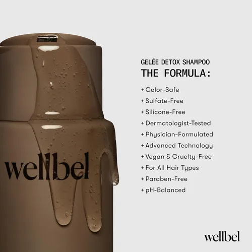 Miniatura 6 de WELLBEL Gelée Detox Shampoo - Desintoxicación del cuero cabelludo con pH equilibrado, exfolia y elimina suavemente la acumulación, probado por