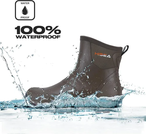 Miniatura 4 de HISEA Excursion Pro Men's Rain Boots Ankle Height Rubber Neoprene Hunting Boots Waterproof Insulated Outdoor Work Booties for Hunting Gardening