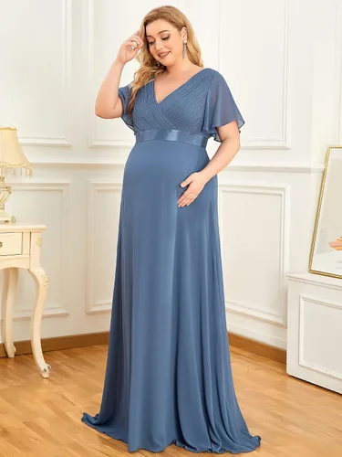 Miniatura 5 de Ever-Pretty Women Chiffon V Neck Plus Size Maternity Party Dresses for Baby Shower 20795