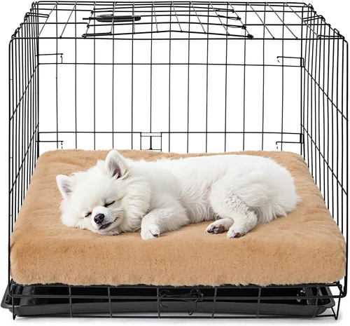 Miniatura 7 de Paquete de 2 camas lavables para perros, camas de lujo de felpa para perros con antideslizante, cómoda colchoneta para dormir para perros grandes