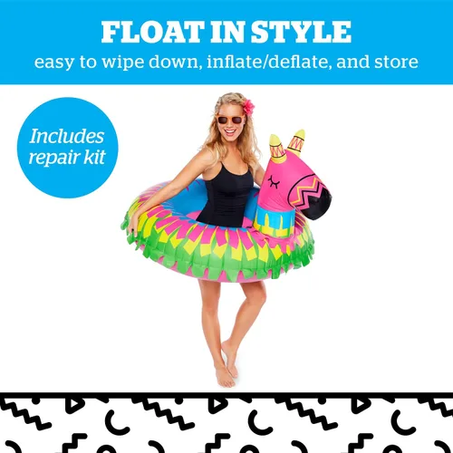 Miniatura 4 de BigMouth Inc. Donkey Party - Flotador de piscina con piñata – Divertido flotador de piscina que mide más de 4 pies de ancho, kit de parche incluido