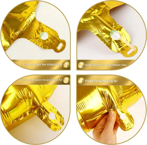 Miniatura 5 de Globo de cumpleaños número 4 dorado de 40 pulgadas, globos gigantes del número cuatro 14 24 34 40 44 2024, globos grandes de lámina de mylar para Oro