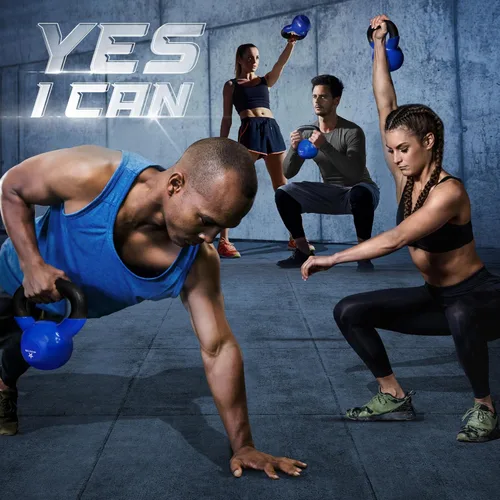 Miniatura 6 de Yes4All Pesa rusa, pesas rusas de hierro fundido con revestimiento de vinilo de 5-100 LB para entrenamiento de fuerza para ejercicios de gimnasio