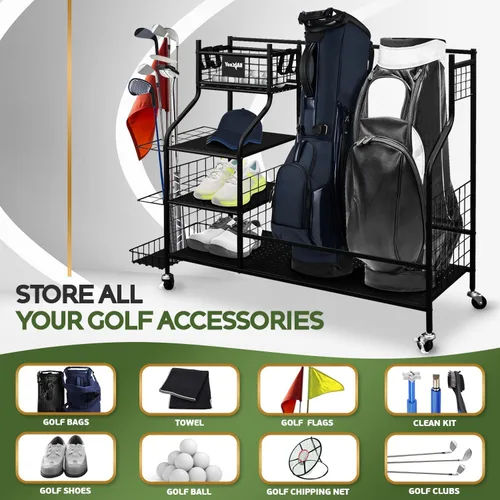 Miniatura 6 de Yes4All Golf Storage Garage Organizer, Golf Bag Storage Stand and Other Golfing Equipment Rack, Extra Storage Rack for Golf Clubs,Black