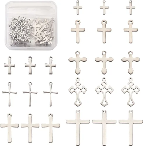 Miniatura 8 de Colgantes de cruz para hacer joyas, Plata esterlina Ante sintético, Acero inoxidable