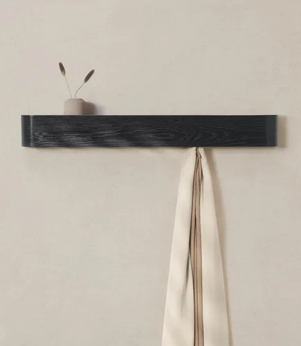 Kazai. Perchero de pared 'Toke' – Perchero de diseño moderno con ganchos ocultos de pared – Perchero de panel de chapa de madera maciza – Roble,