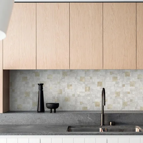 Miniatura 4 de STICKGOO - Azulejo para salpicaduras de pared de pelar y pegar, para pegar en salpicaduras de pared para la cocina y el baño, PVC, mezcla de metal