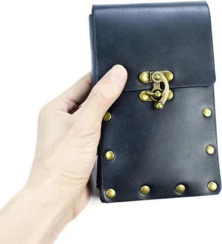 Miniatura 4 de Riñonera retro para mujer, riñonera para teléfono celular, steampunk, medieval, renacentista, accesorios de disfraz, Negro