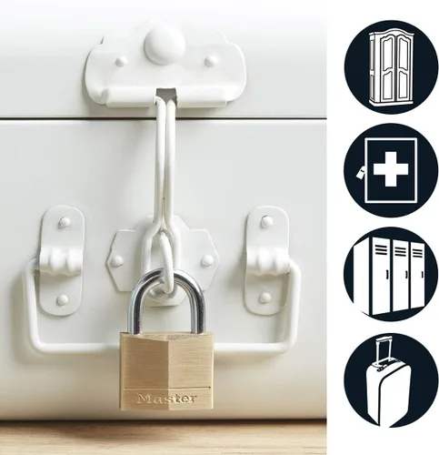 Miniatura 5 de Master Lock 140T Candado de latón sólido con llave, paquete de 2