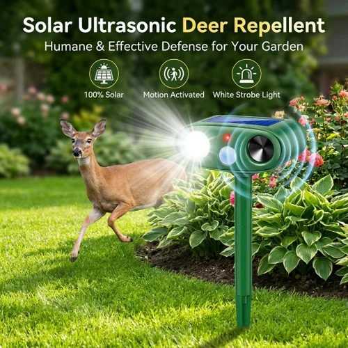 Miniatura 2 de 2026 4Pack Sonic Fortress Pro Deer Repellent Outdoor Solar Ultrasonic Animal Repellent with Motion Sensor&Flash Light, IP65 Waterproof Squirrel