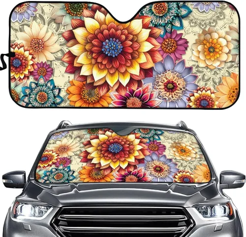 Miniatura 7 de Clohomin - Parasol para parabrisas de coche, bloquea los rayos UV, protector de visera, parasol para mantener tu vehículo fresco, ajuste universal