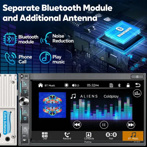 Miniatura 4 de Estéreo de auto de doble DIN de 7 pulgadas con Apple CarPlay inalámbrico y Android Auto, pantalla táctil QLED, Bluetooth, cámara de respaldo, audio