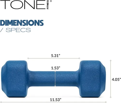 Miniatura 4 de Tone Fitness Pares de Mancuernas de Pesas de Neopreno con Cabeza Cuadrada Antirrodamiento Múltiples Opciones Azul