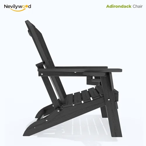 Miniatura 10 de nevilywood Silla Adirondack plegable – Respaldo ergonómico extendido, portavasos – Fácil montaje – Plástico HDPE duradero, resistente a