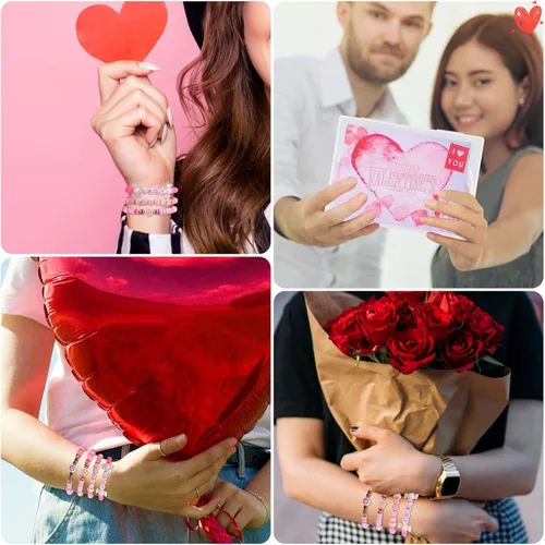 Miniatura 8 de 3600 cuentas de arcilla rosa para hacer pulseras de la amistad, 10 hebras planas redondas de arcilla polimérica cuentas Heishi espaciadoras de 0.236