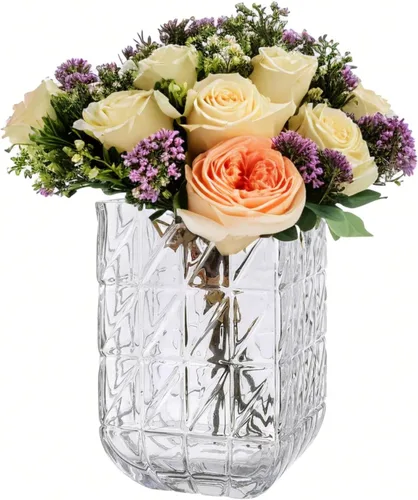 Miniatura 15 de Heavy Glass Flower Vase Thickened Modern Crystal Sparkle Vases Table Centerpiece for Wedding Party Home Décor Housewarming Bedroom Living Room and