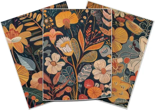 Miniatura 11 de TBKHUDBI Lienzo de flores bohemias para pared, impresiones florales abstractas, juego de 3 pósteres minimalistas de pintura botánica, mercado