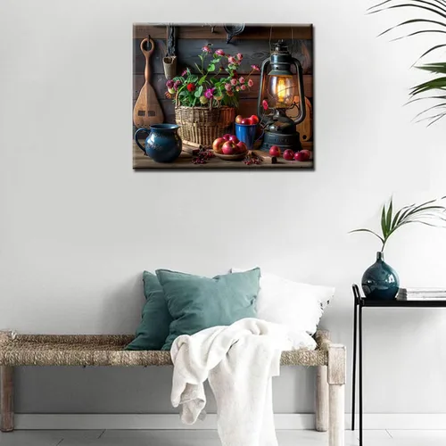 Miniatura 2 de Kits de pintura por números para adultos, estilo rústico, kit de pintura al óleo sobre lienzo con pinceles de pintura y pigmento acrílico, lámparas