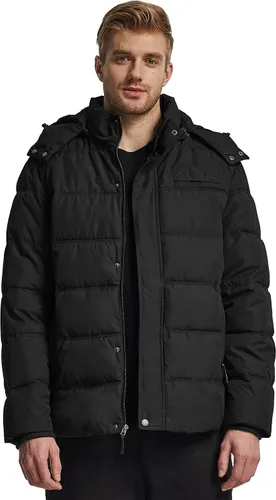 Miniatura 3 de Wantdo Abrigo de invierno con capucha para hombre, abrigo de algodón grueso con capucha extraíble