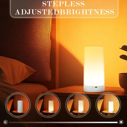 Miniatura 6 de UNIFUN Lámpara de mesa, lámparas de mesita con sensor táctil, luz blanca cálida de intensidad regulable y RGB con cambio de color para habitación