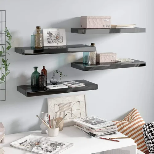 Miniatura 112 de Estantes flotantes de pared, juego de 4 estantes decorativos para montar en la pared, estante colgante con soportes invisibles para decoración