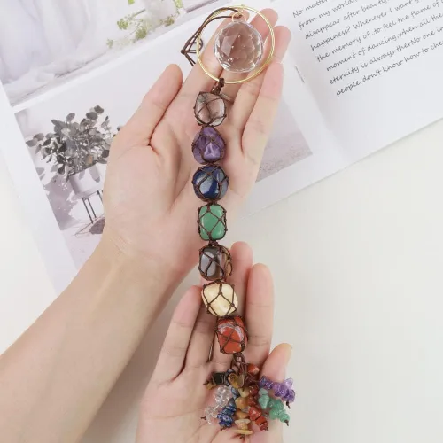 Miniatura 5 de Adornos colgantes de cristal hechos a mano para ventana de automóvil, 7 chakras, decoración del hogar, adorno de Feng Shui, adorno de yoga