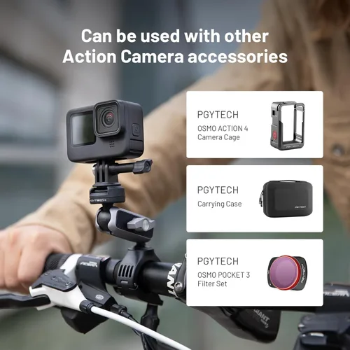 Miniatura 7 de PGYTECH CapLock - Soporte para manillar de motocicleta de liberación rápida, rotación de doble bola de 360°, adaptador de 1/4"-20, para DJI OSMO