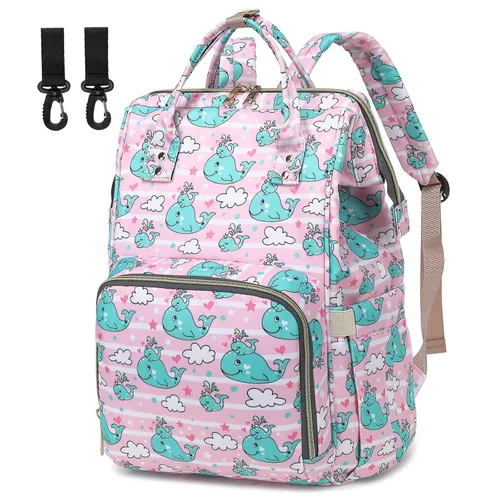 Miniatura 14 de Mochila de Pañales para Bebés Niñas, Mamá Bolsas Grandes Impermeables para Pañales para Mujeres (Mármol)