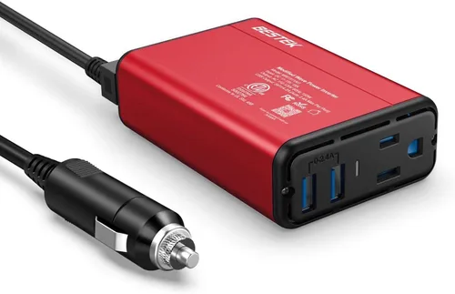 Miniatura 9 de BESTEK Inversor de corriente de 150 W, convertidor de corriente CC de 12 V a 110 V CA, adaptador de coche USB dual de 4.2 A, diseño más delgado