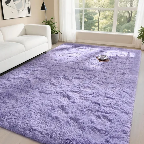 Miniatura 38 de DweIke Alfombras Shag Esponjosas Azules para Dormitorio Sala de Estar, 5x8 Grande Suave Felpa Tie-Dye Azul Cielo para Niñas y Niños, Alfombra Azul