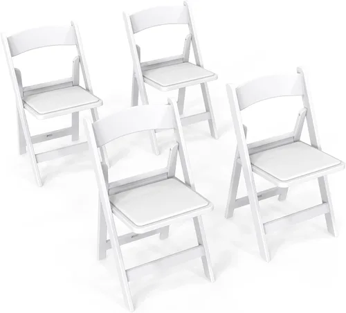 Miniatura 12 de FCH Silla plegable de plástico con asiento acolchado, sillas plegables de resina con cojín suave, cómoda y resistente, adecuada para interiores