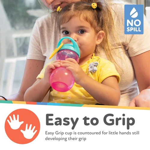 Miniatura 3 de Nuby No-Spill Clik-It - Vaso para sorber de boquilla suave con clip de mosquetón, paquete de 3 unidades, 10 onzas, taza para bebés de 6 meses en Rosa
