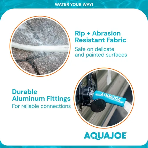 Miniatura 5 de Aqua Joe AJFJH50-58-RV - Manguera de agua para autocaravana con chaqueta flexible de fibra de grado marino, 50 pies, herramienta de riego