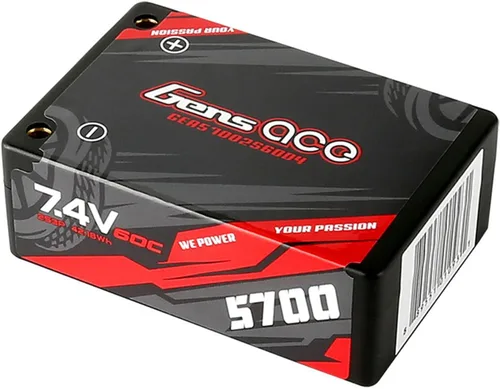 Miniatura 3 de Gens ace 5700mAh 7.4V 60C 2S3P HardCase Lipo Batería Sillín Pack 12 # con 0.157 in Bullet a T Plug (2 piezas)