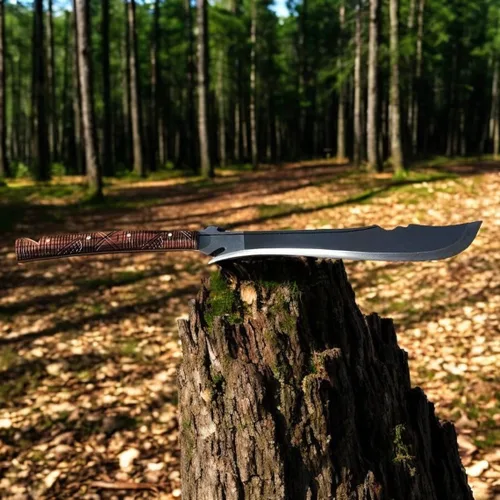 Miniatura 5 de 25 "acero D2 caza Bowie Machete cuchillo Full Tang HRC-56-58 Razor Sharp Serration con espuma