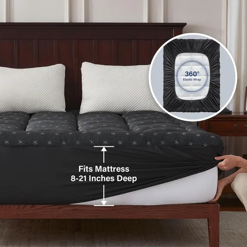 Miniatura 5 de Anluoer - Cubrecolchón de espuma viscoelástica para cama individual para dolor de espalda, protector de colchón con relleno alternativo tipo
