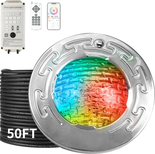 Luces LED de piscina de 6 pulgadas para piscina enterrada, luz de spa de piscina, adecuada para la mayoría de nichos húmedos de 6 pulgadas, AC120V a