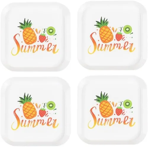 Juego de 4 platos de melamina para servir alimentos, platos cuadrados de ensalada de postre de 5.9 pulgadas, platos para aperitivos, platos para