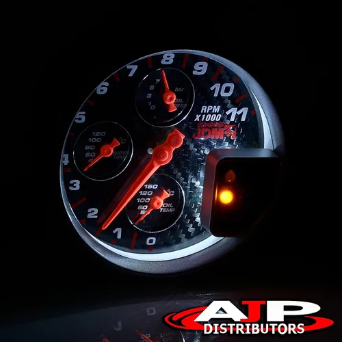 Miniatura 6 de AJP Distributors Universal JDM Sport - Tacómetro 4 en 1 con cara de fibra de carbono de 5 pulgadas, medidor de tacómetro de 11 K RPM con presión