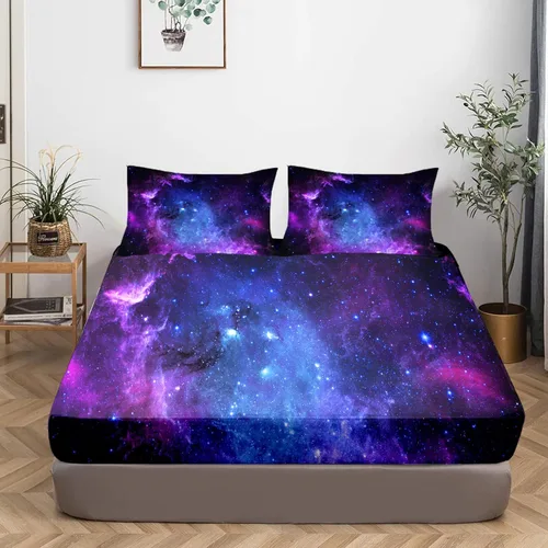 Miniatura 20 de MUSOLEI Juego de sábanas bajeras de teñido anudado para niñas, color rosa y azul, juego de ropa de cama bohemio de 2 piezas, sábana bajera de Tie Dye