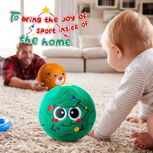 Miniatura 7 de VangeBow Pelotas de fútbol silenciosas para interiores para niños de 1 a 3 años, pelotas de fútbol hinchables de felpa suave para bebés y niños